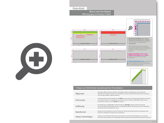 Product Bild block_mit_leimbindung_und_deckblatt__din_lang_quer__25_blatt__4_4_farbig_beidseitig_bedruckt